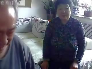 Chinese Old Couple in the Living Room Obscene Live Sex