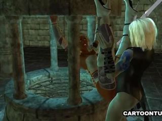 Stunning 3D cartoon ebony elf seductress getting fucked